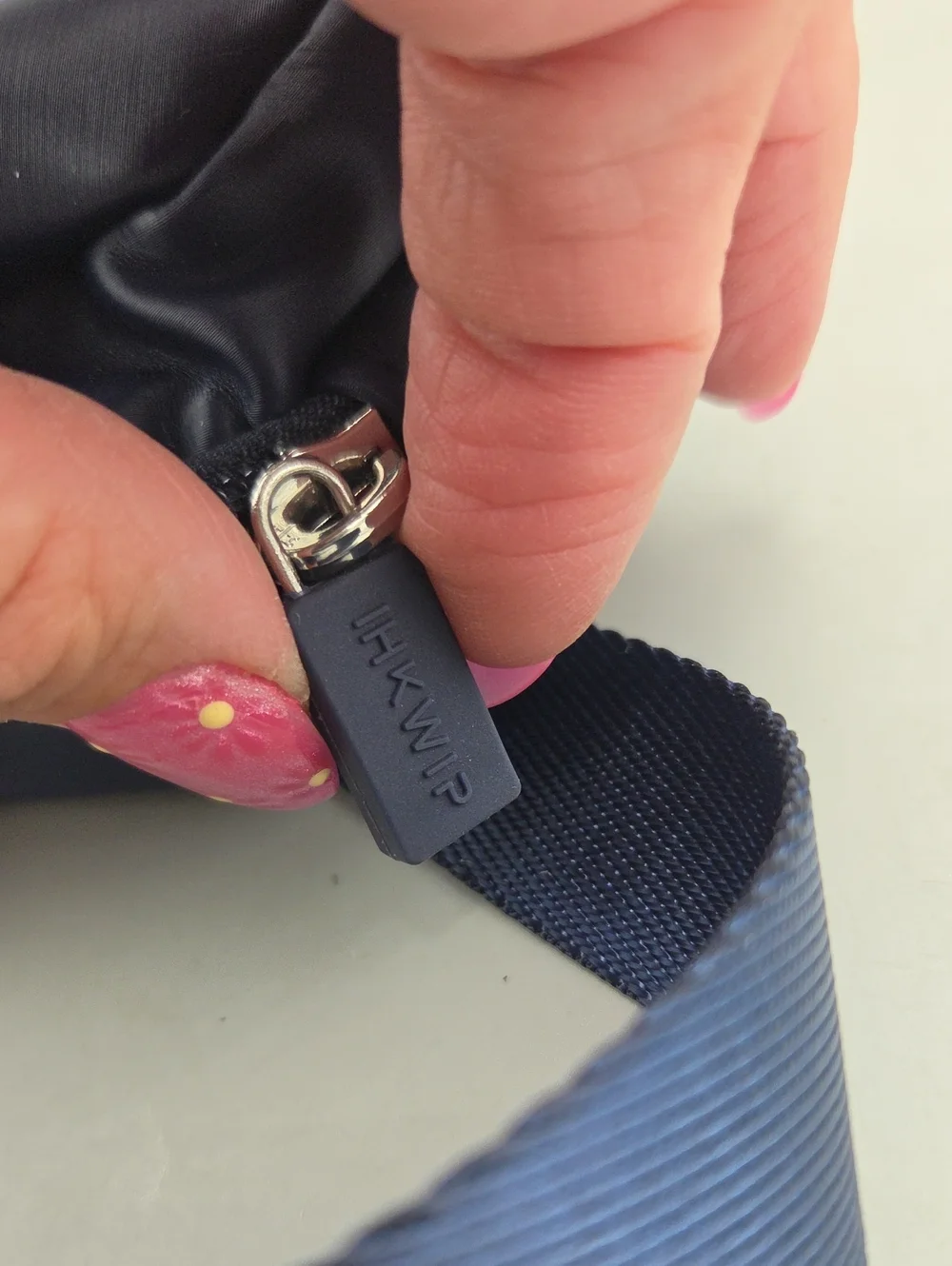 IHKWIP navy crossbody bag  textured nylon finish